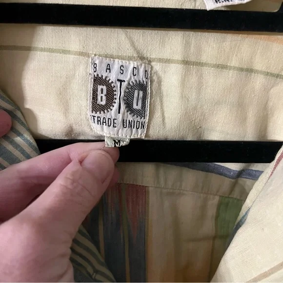 Vintage Shirt Multicolor Abstract Pattern Retro Short Sleeve Pastel Color Size M - Picture 7 of 10